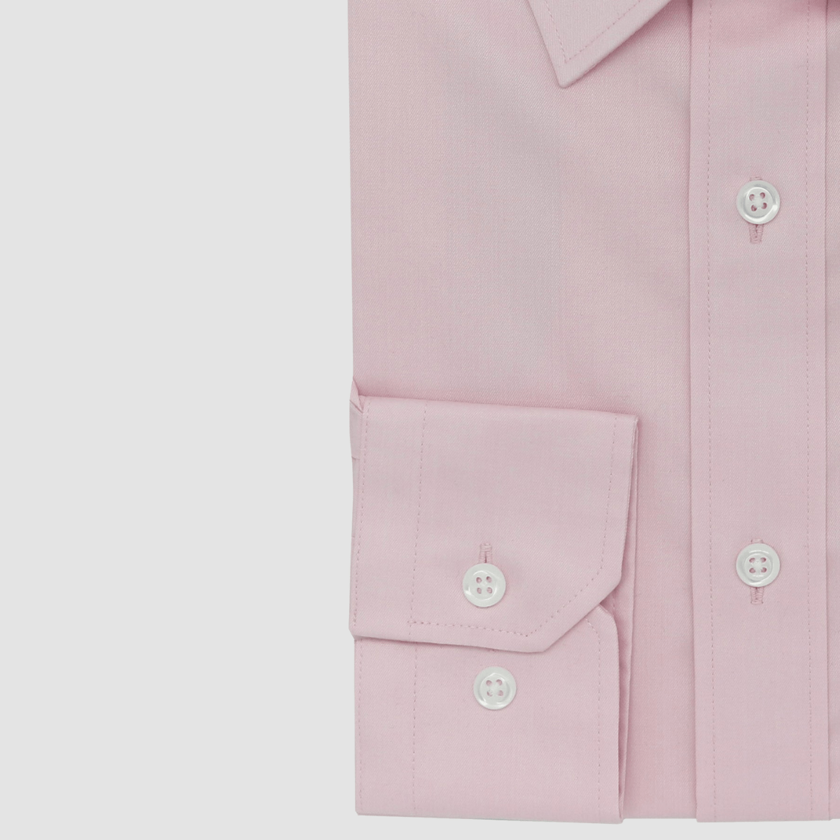 Boston’s Liberty pink business shirt in a modern slim fit with classic collar and tailored darts.
