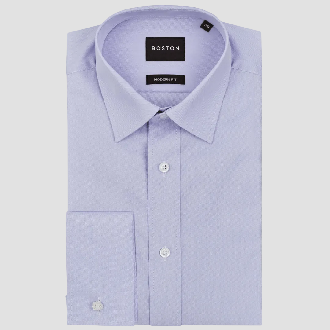 Boston’s Liberty Mauve French cuff shirt in a modern slim fit with classic collar and tailored darts.