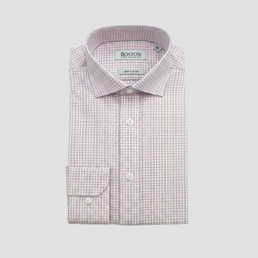 Boston Slim Fit Shirt in Blue & Pink Check