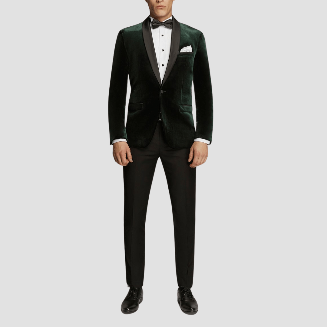 Boulvandre Mens Scuzzatti Velvet Dinner Jacket in Green