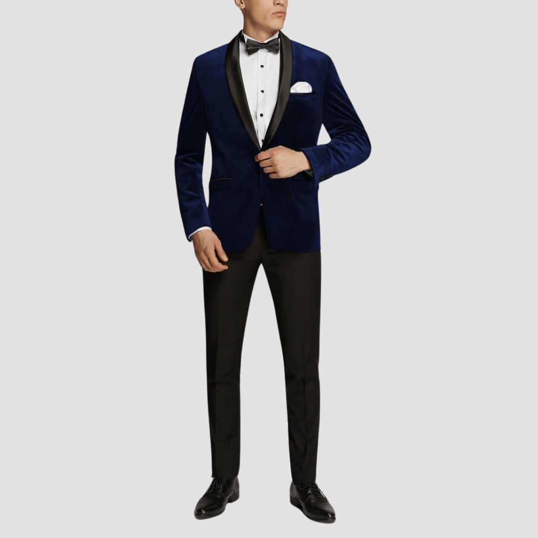 Boulvandre Mens Scuzzatti Velvet Dinner Jacket in Navy