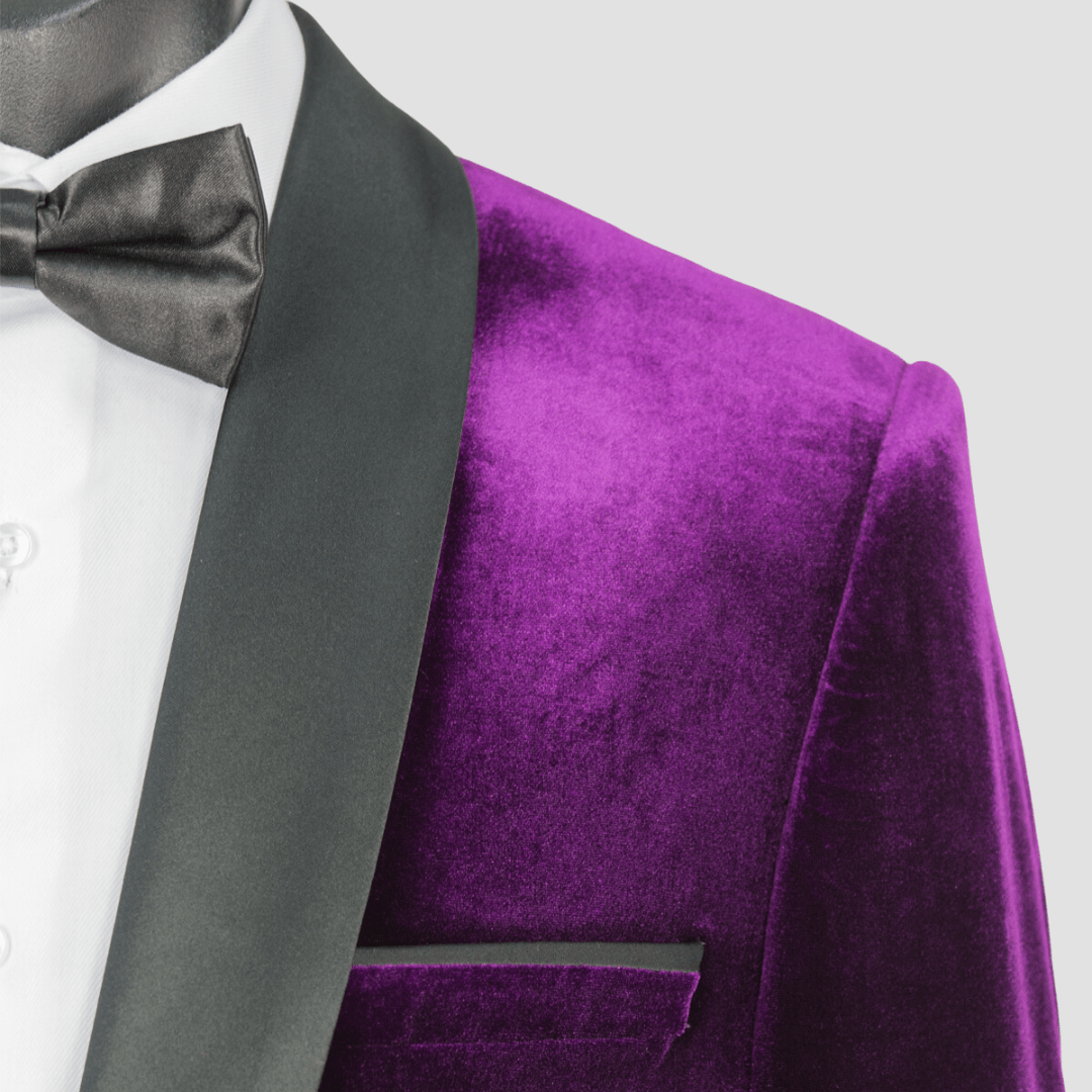 Boulvandre Mens Scuzzatti Velvet Dinner Jacket in Plum
