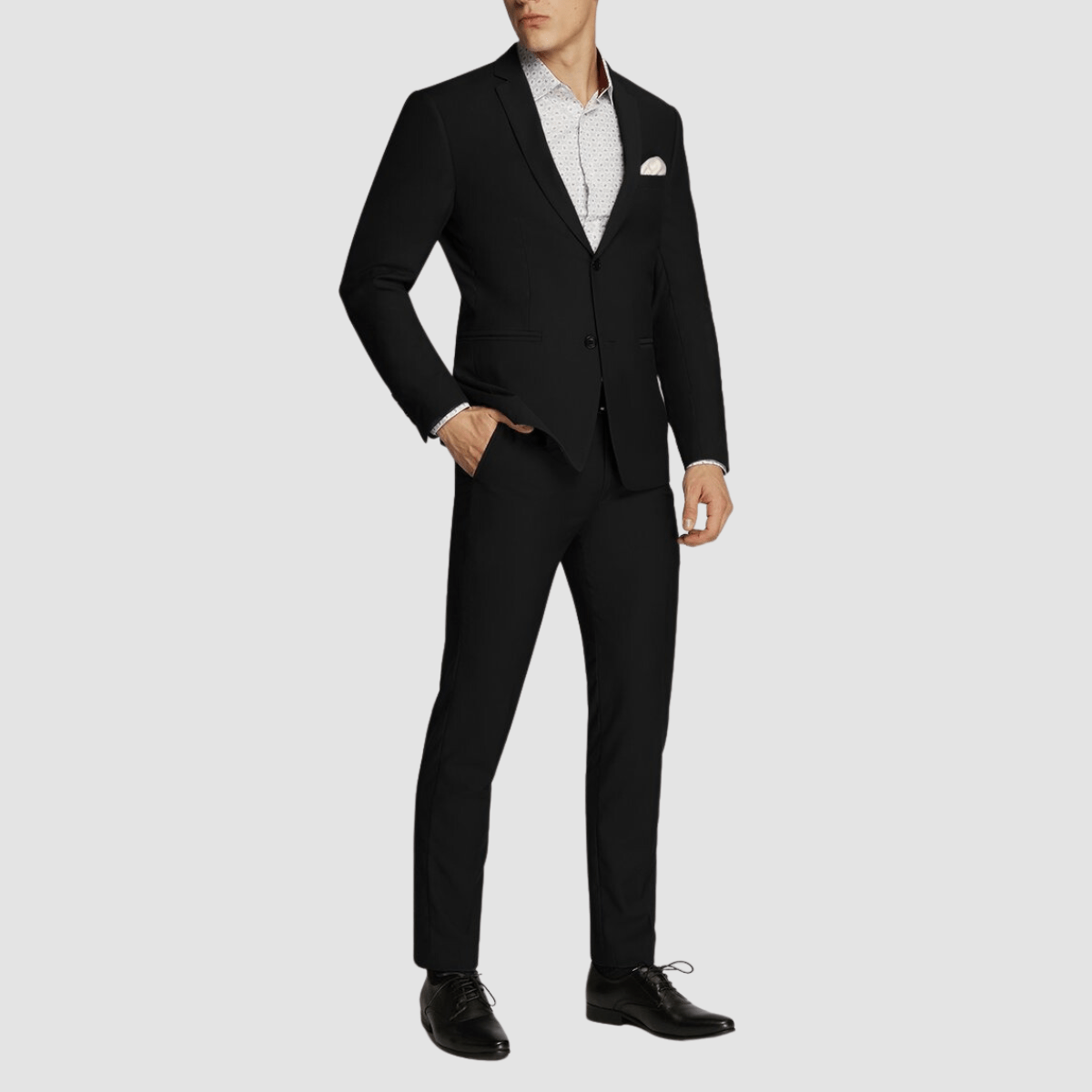 Boulvandre Mens Slim Fit Scuzzatti Suit in Black Big Man