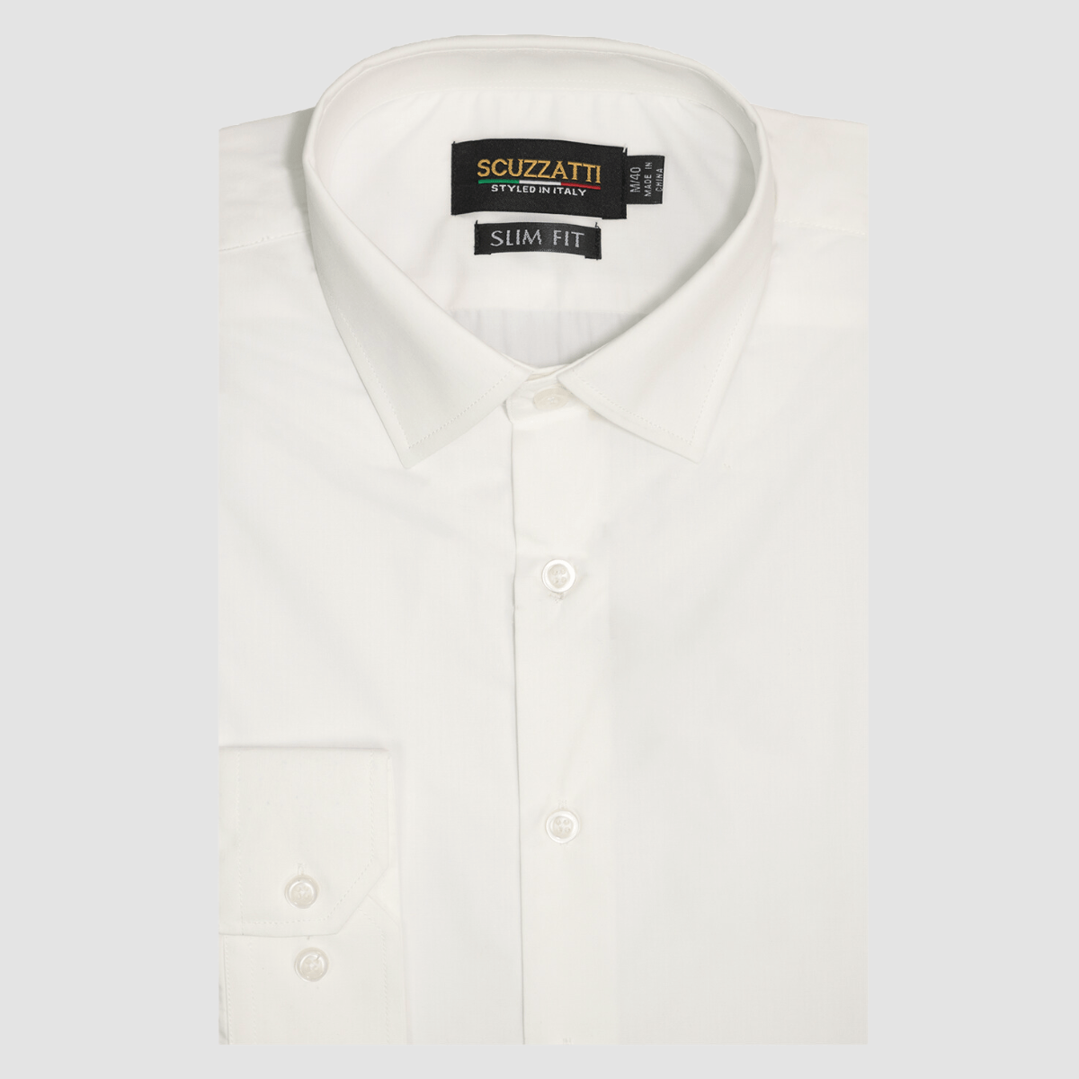Boulvandre Mens Slim Fit Scuzzatti Poplin Dress Shirt in Ivory