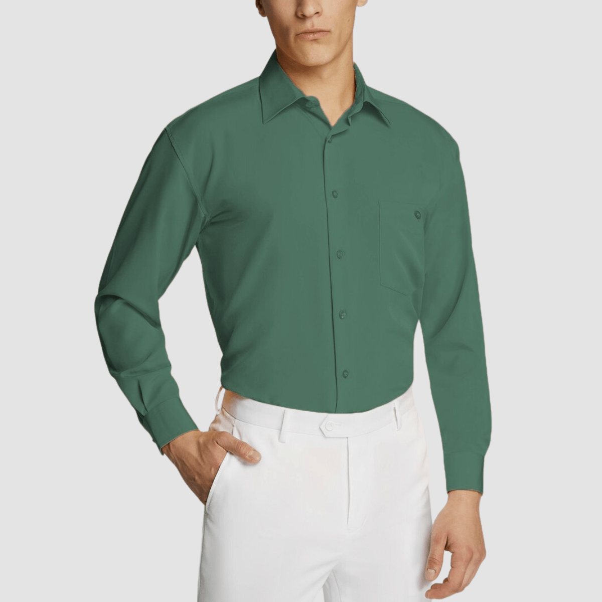emerald green dress shirts Boulvandre Mens Classic Fit Ambassador Collection Shirt in Emera YGroup_D6BBO972 Size:XS | Otter Mélange Cotton Dress - Buy