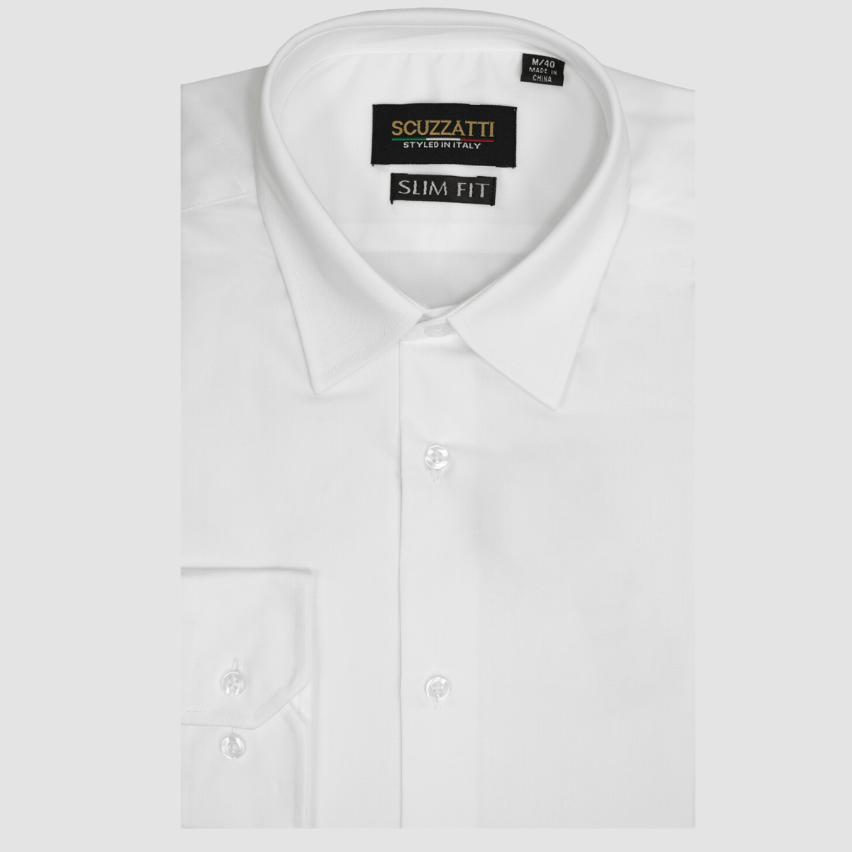 Boulvandre Mens Slim Fit Scuzzatti Twill Weave Shirt in White