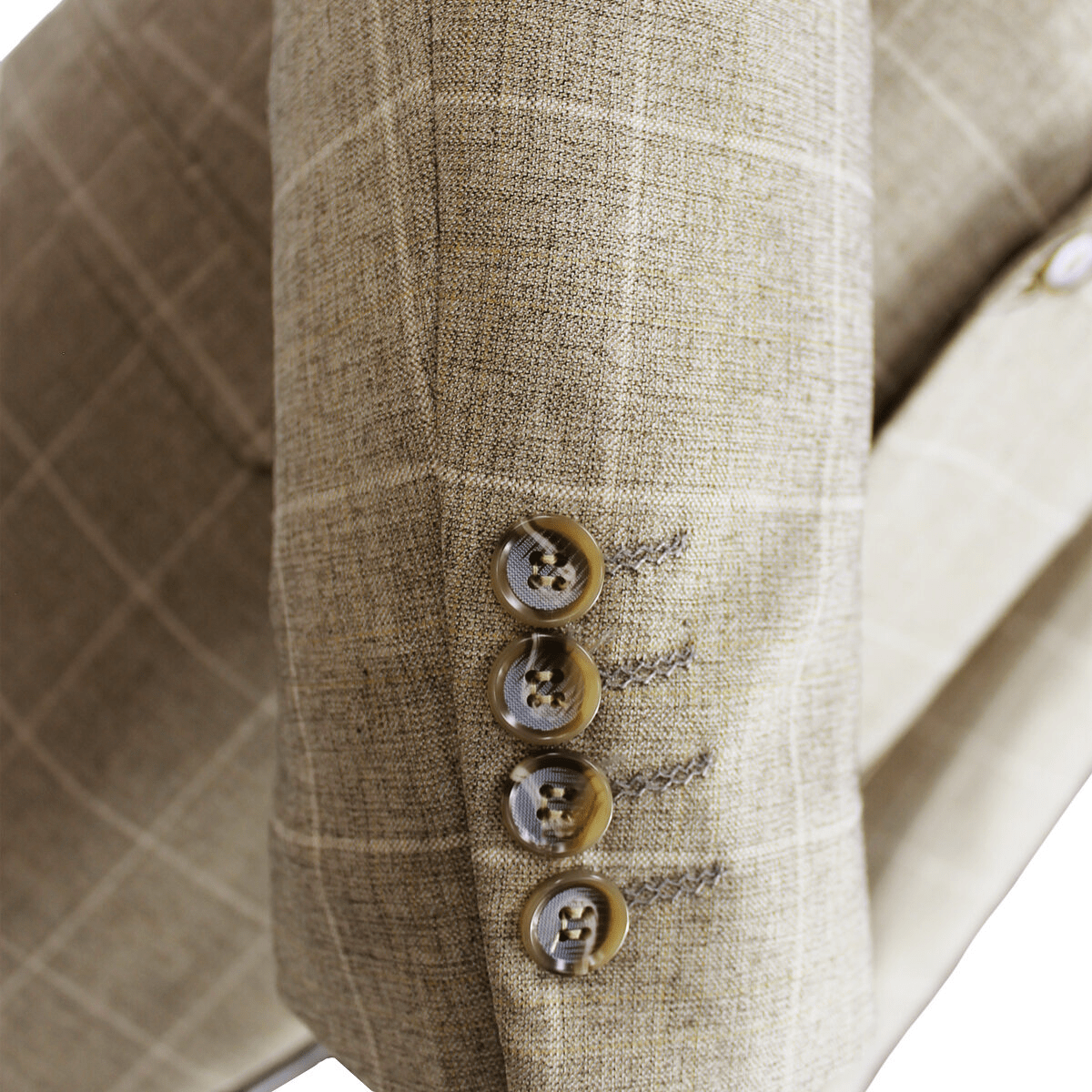 Boulvandre Mens Slim Fit Scuzzatti Checkered Suit in Camel