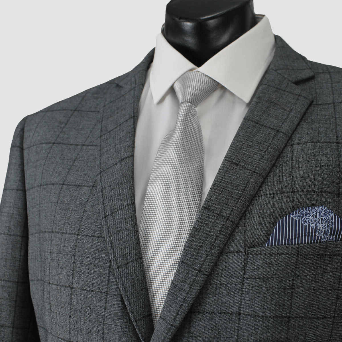 Boulvandre Mens Slim Fit Scuzzatti Checkered Suit in Charcoal