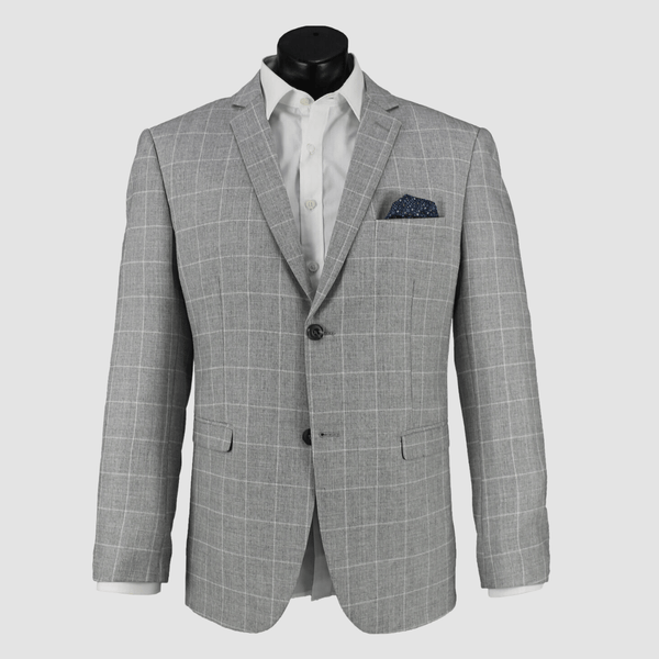 Grey check sales coat men