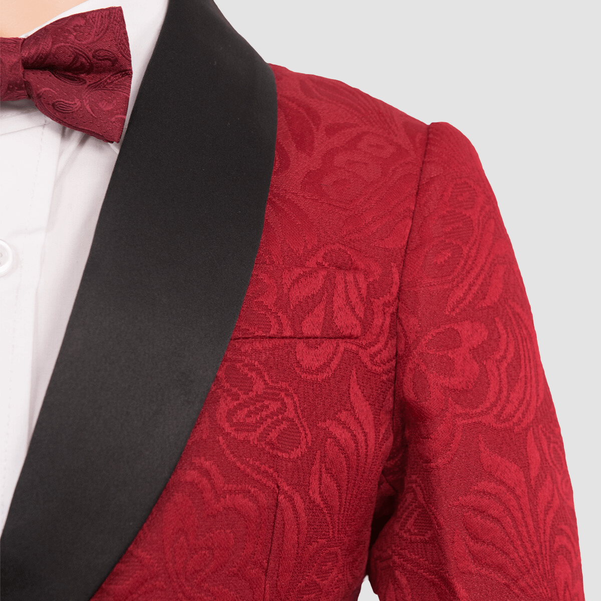 Boulvandre Kids Varce Italia Brocade Dinner Suit Jacket in Deep Red