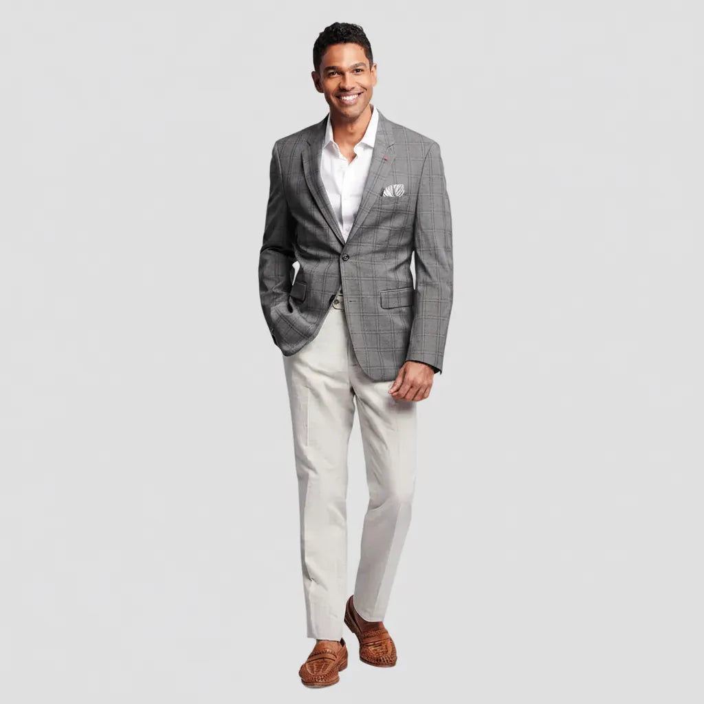 Brooksfield Grey Textured Check Blazer.