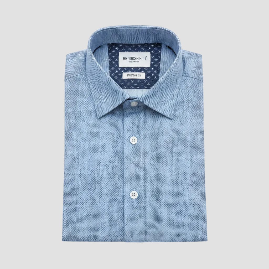 blue micro pattern dress shirt