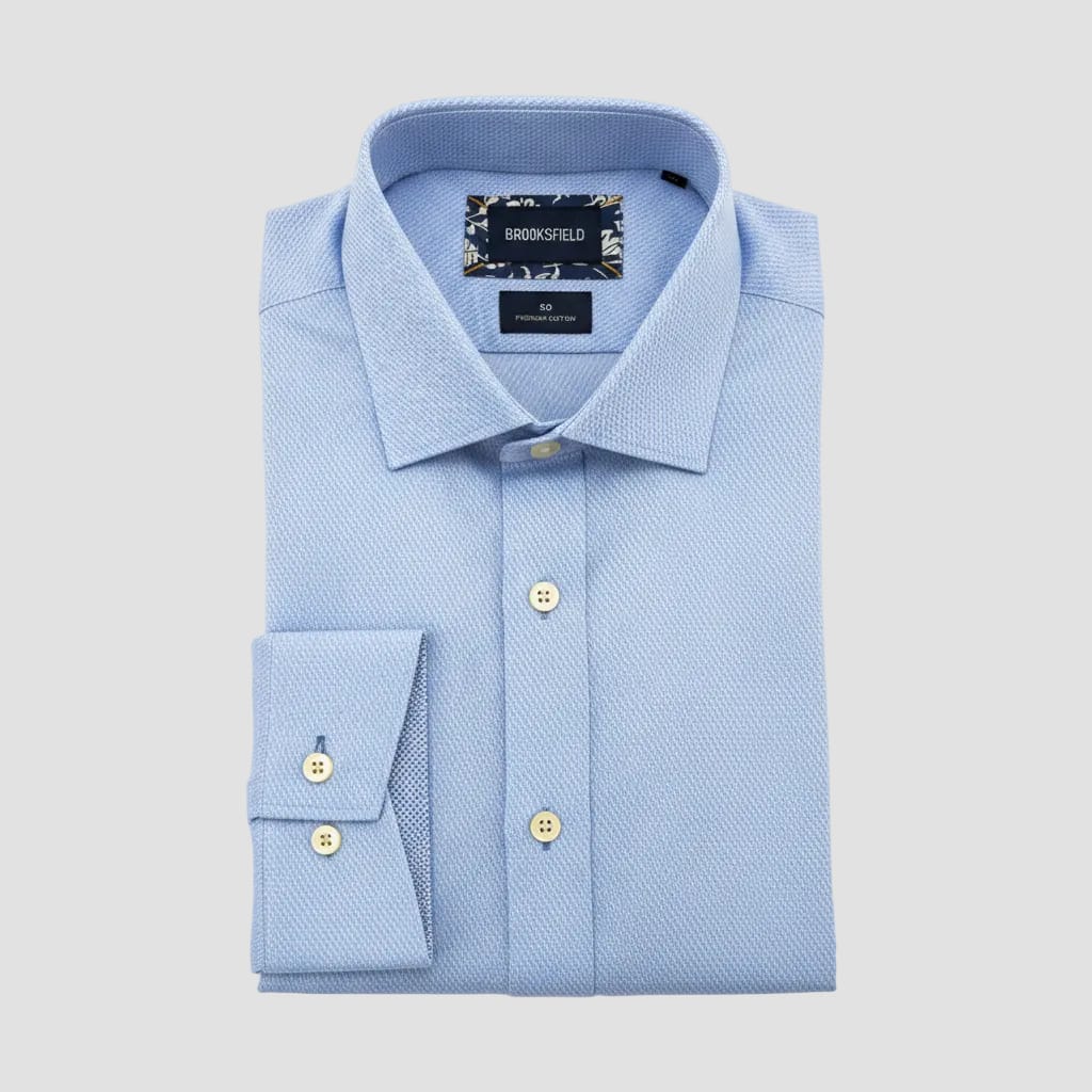 Blue patterned dress shirt