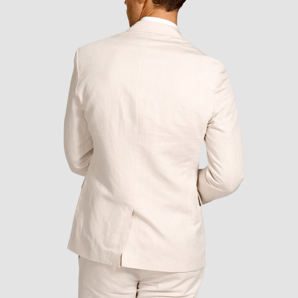back details of the Brooksfield Mens Slim Fit Essential Linen Blend Sports Jacket in Oat
