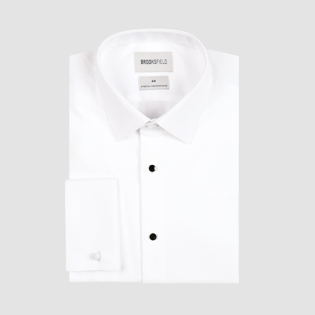 Brooksfield's Tailored Fit Tuxedo Dinner Dress Shirt in White