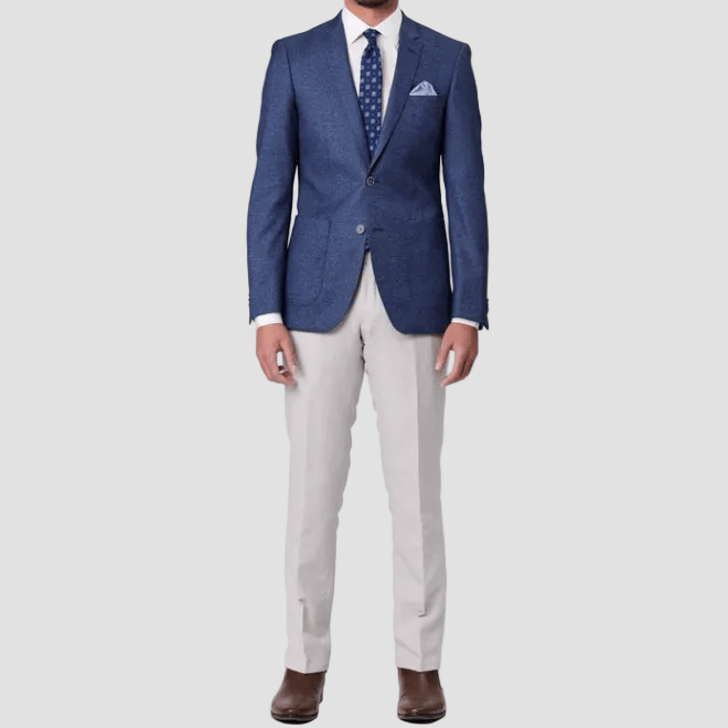 Bruton Adin Slim Sports Jacket—blue slim fit with notch lapel and four‑button sleeve.