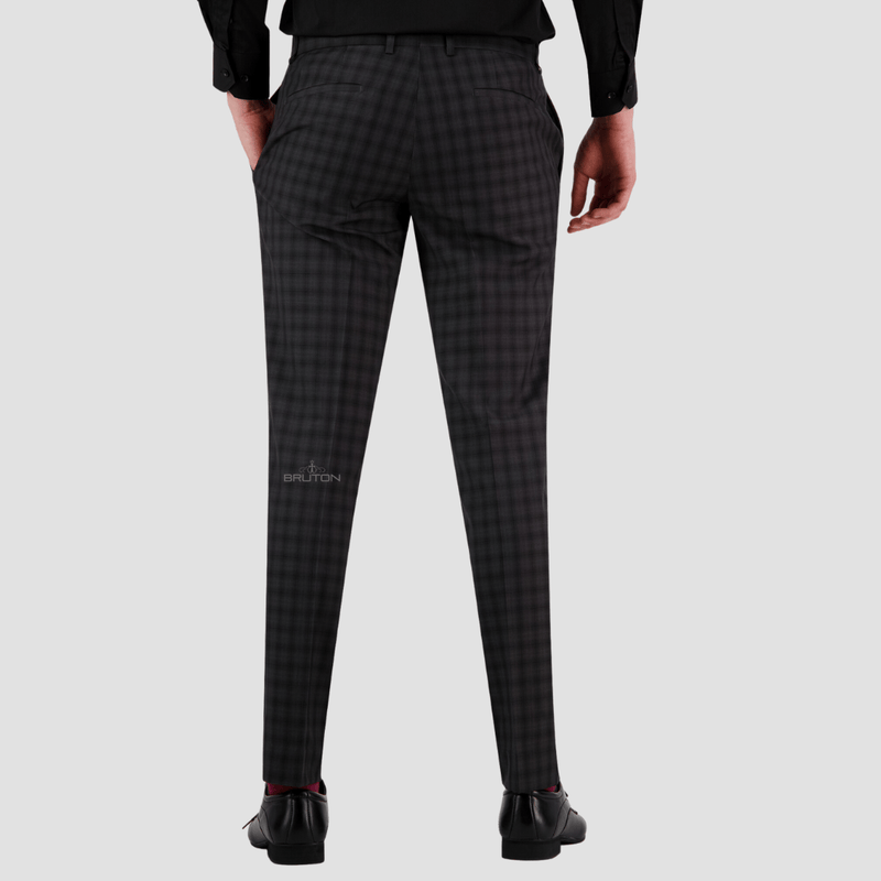 Bruton Slim Fit Mens Jesse Trouser in Grey Check FT10