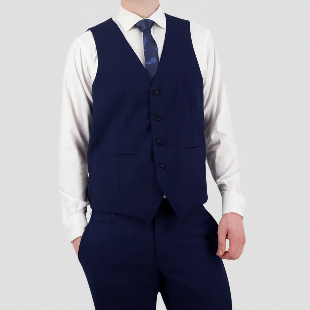 Blue Saul Keystone Vest by Bruton crafted for weddings and special events, featuring breathable durability and performance finish