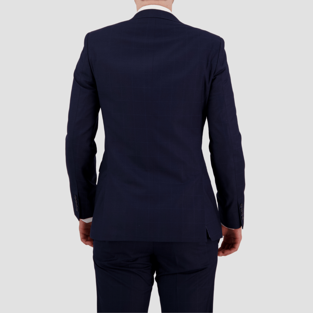 Abram Cornerstone Big Men’s Navy Suit—check design, slim fit jacket and classic trouser.