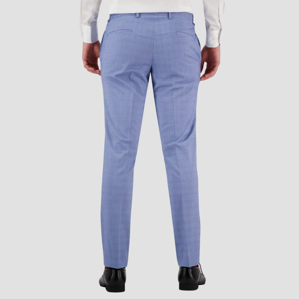 Bruton Slim Fit Men's Jesse Jadestone Suit Trouser in Sky Terry-Rayon Blend