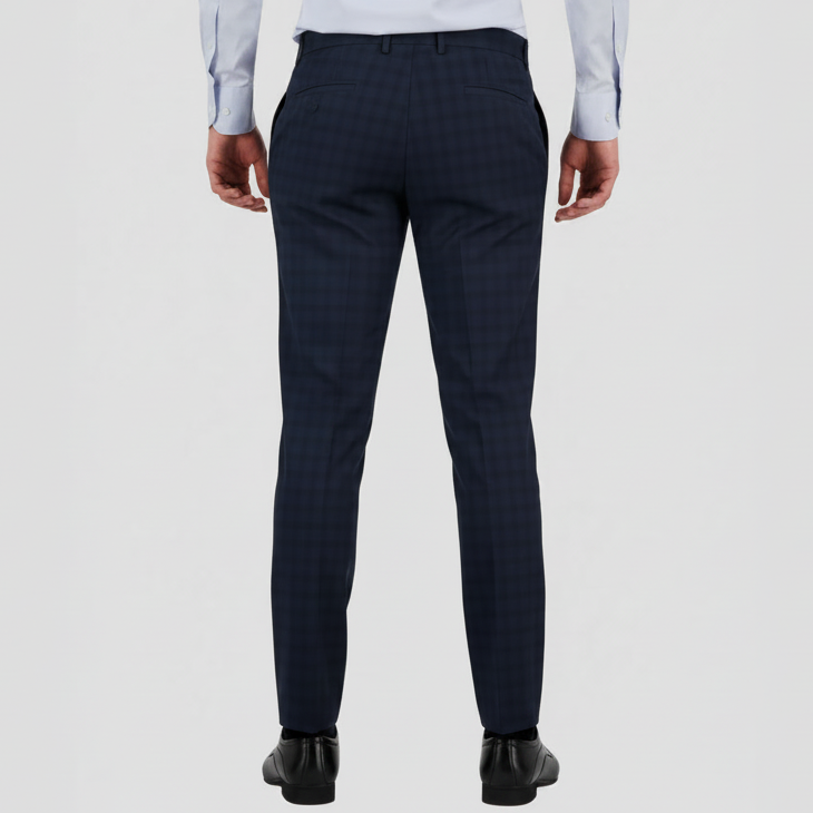 Bruton’s Jesse Jadestone slim‑fit navy check trousers