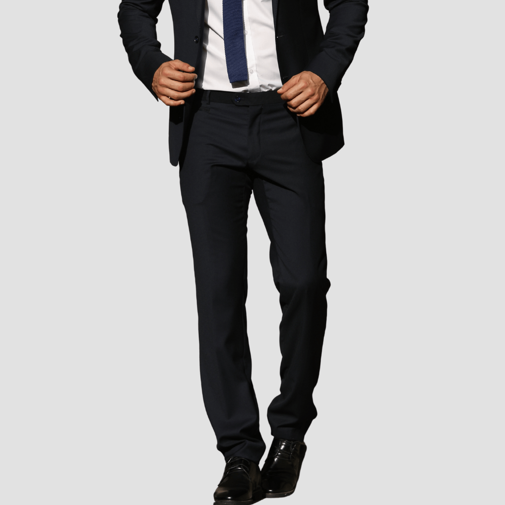 Bruton’s Jesse Keystone slim‑fit charcoal trousers.
