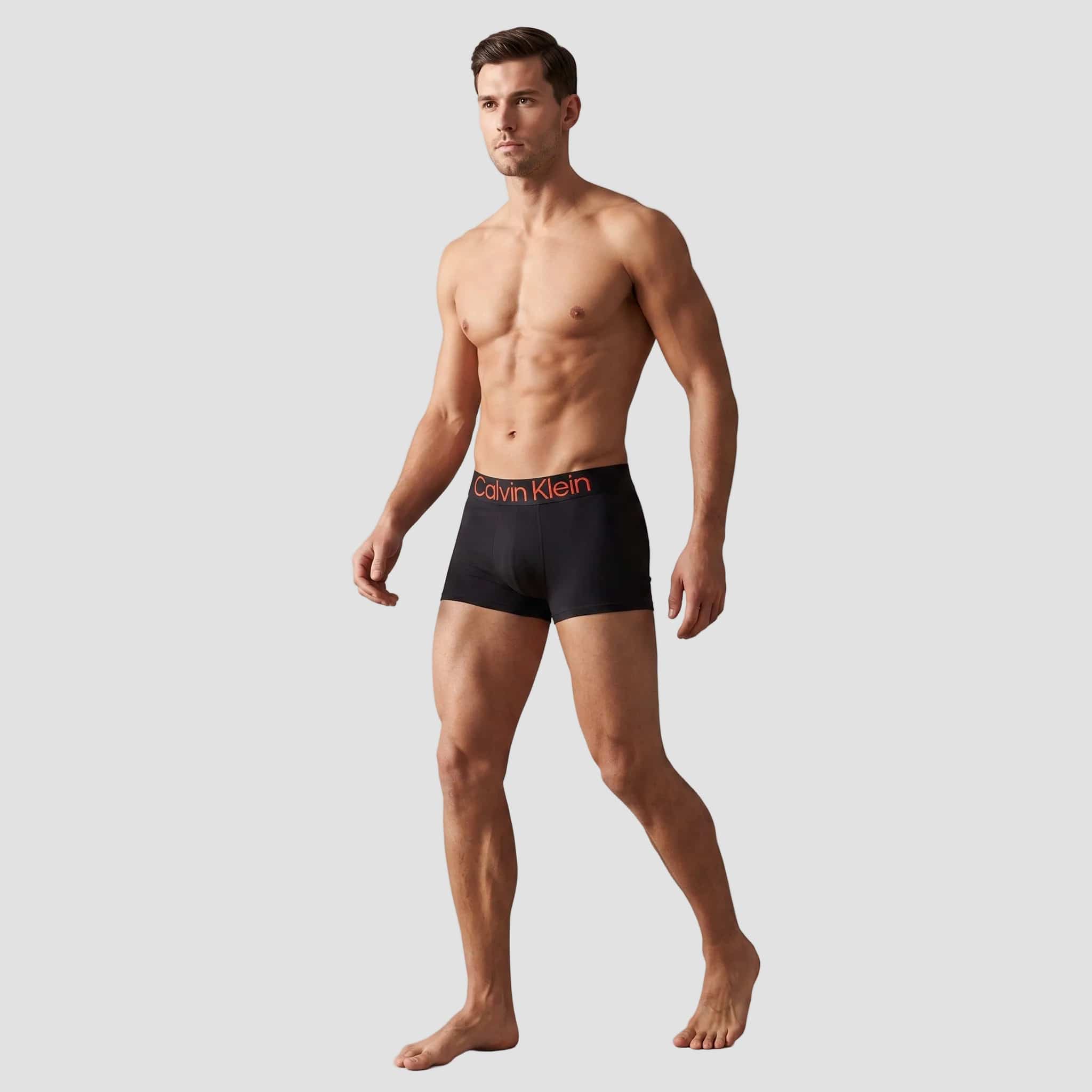 Calvin Klein Men's Bold Logo Trunks 3 Pack in Black Cotton Stretch