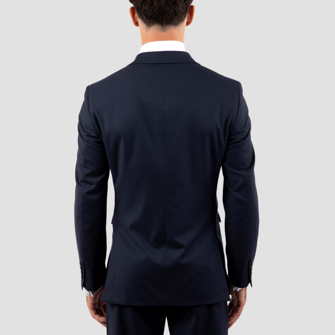 Cambridge slim fit serra mens peak lapel suit in navy blue