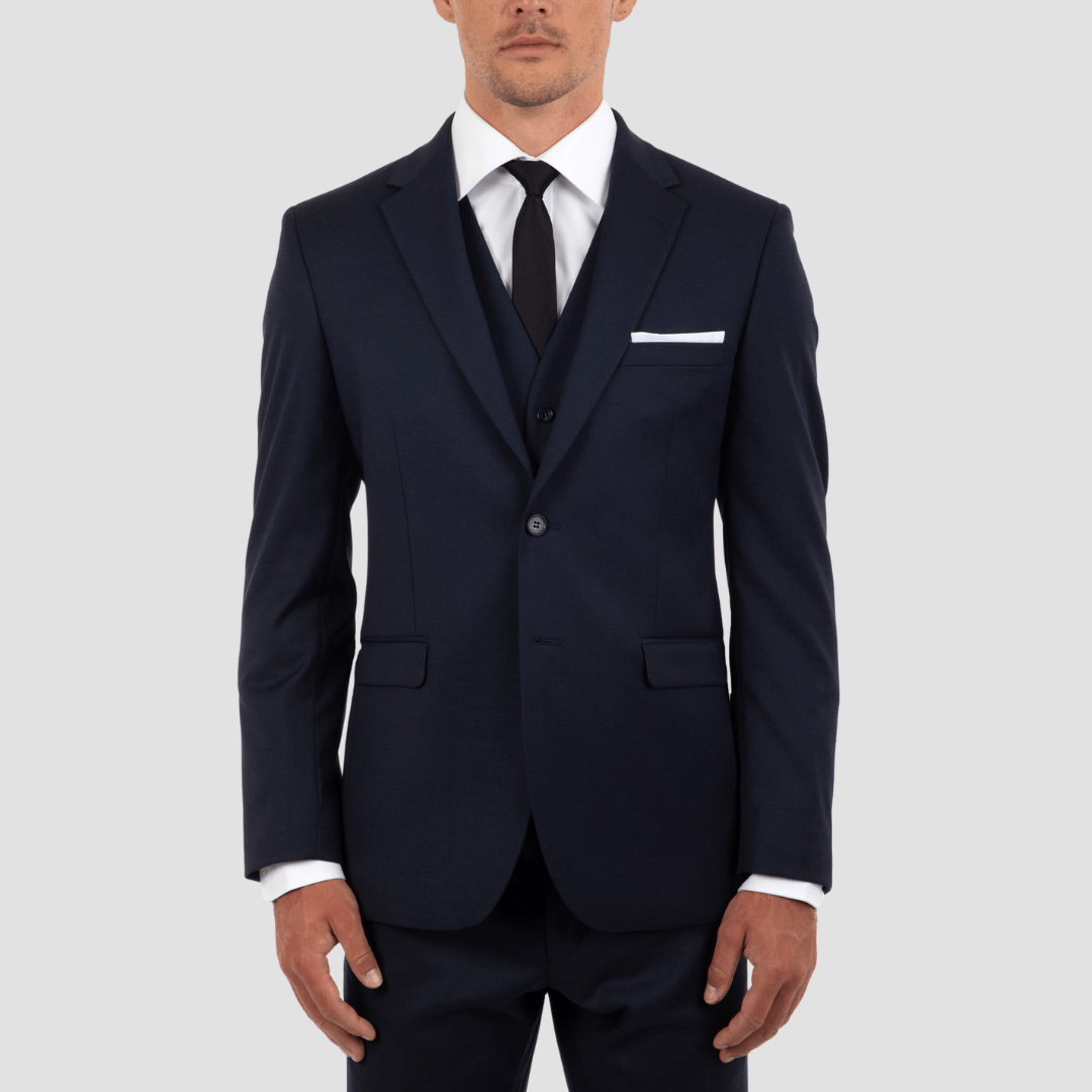 Cambridge slim fit serra mens peak lapel suit in navy blue