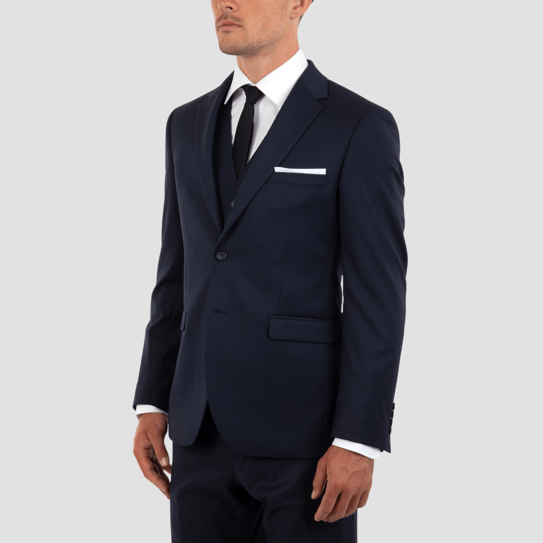 Cambridge slim fit serra mens peak lapel suit in navy blue