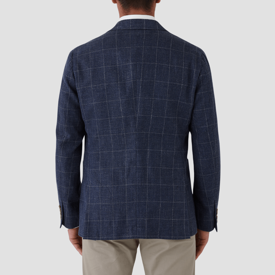 Cambridge classic fit malvern sports jacket in blue window check linen