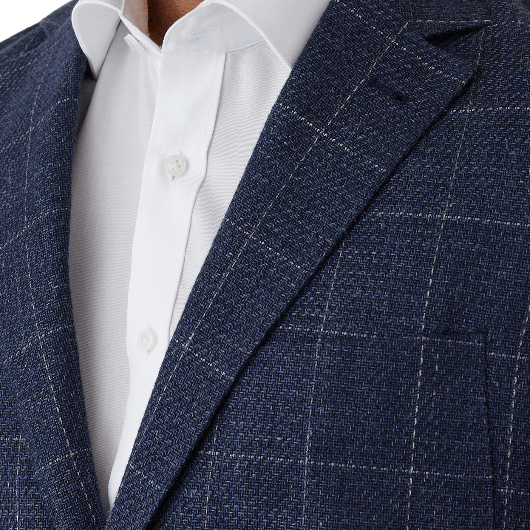 Cambridge classic fit malvern sports jacket in blue window check linen