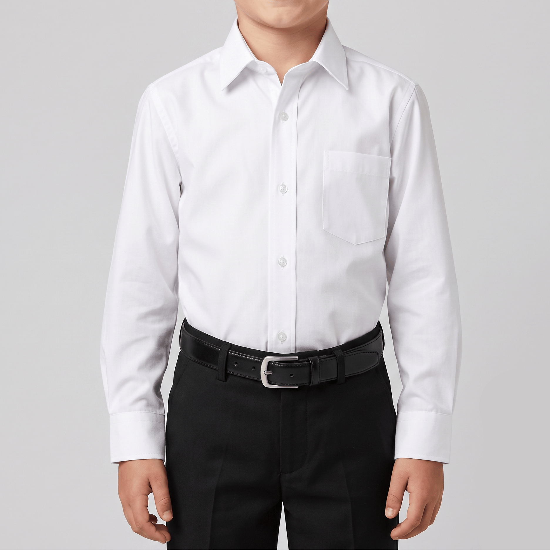 Boys Clifford white cotton shirt by Christian Brookes with long sleeves, classic collar and regular cuff.