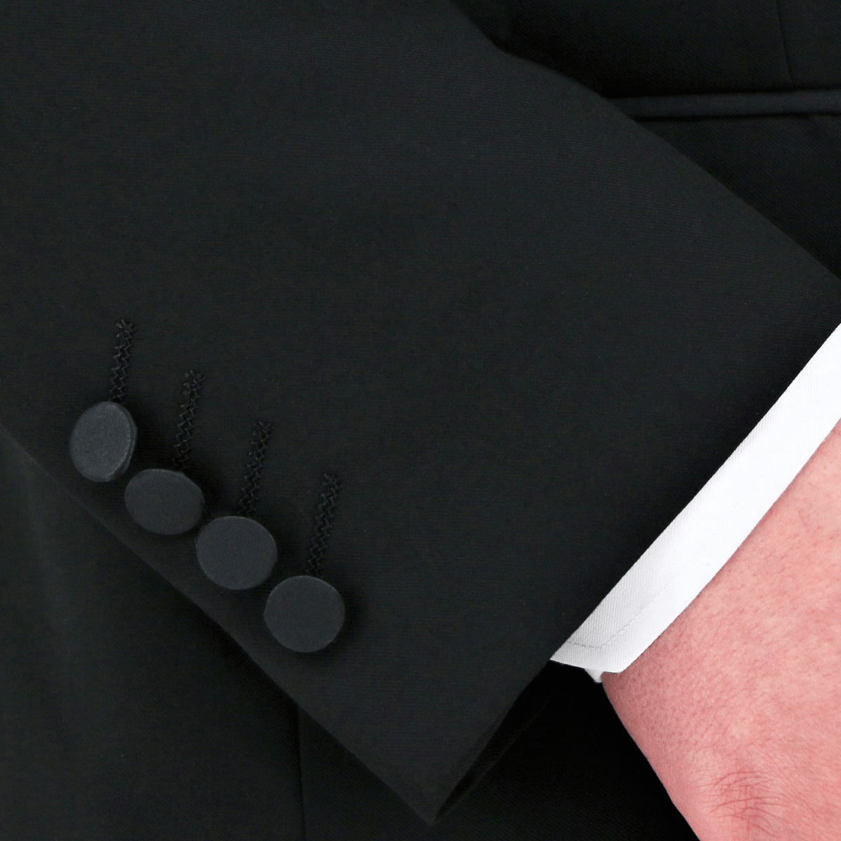 Cuff details of the Christian Brookes Slim Fit Shawl Tuxedo in Black