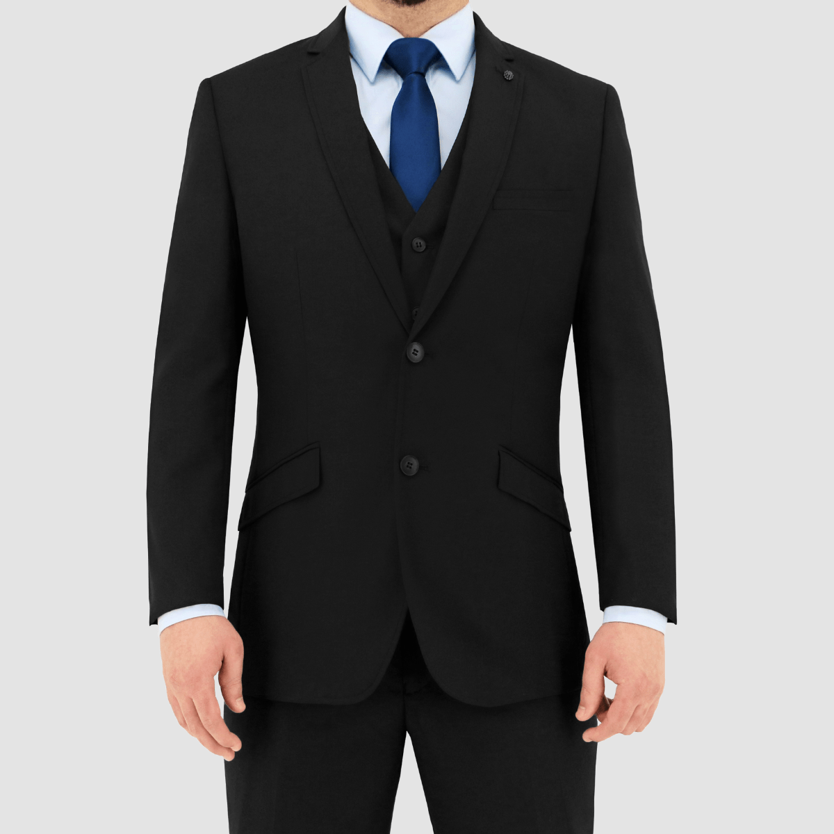 Christian Brookes Slim Fit Bond Suit in Black Modern Fibre