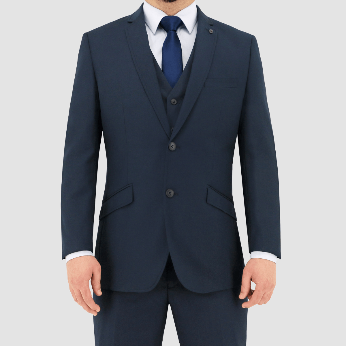 Christian Brookes Slim Fit Bond Suit in Blue.