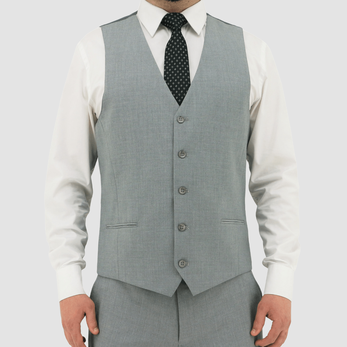 Christian Brookes Slim Fit Ryan Vest in Light Grey from Mens Suit Warehouse.