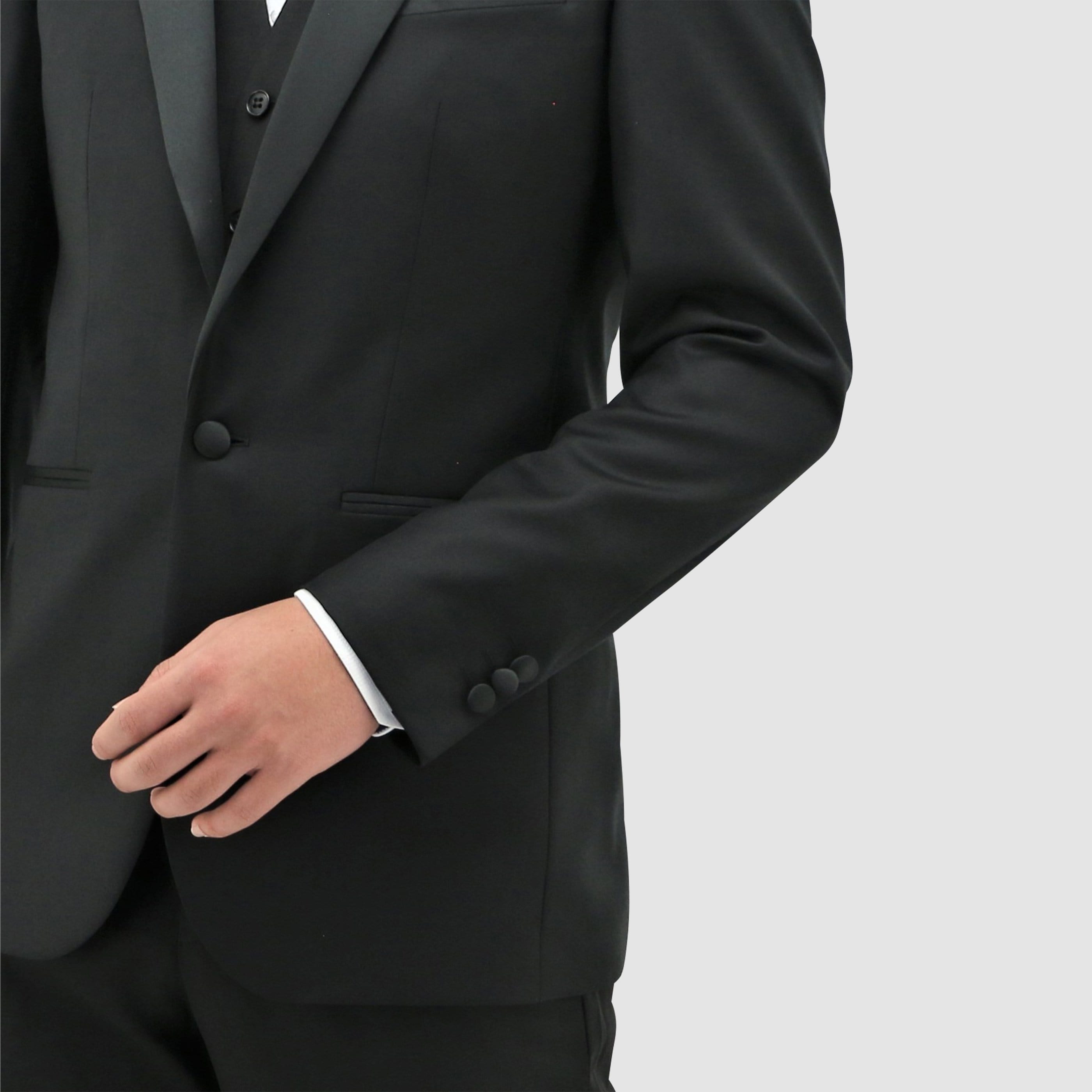 Daniel Hechter slim fit jason tuxedo suit in black pure wool - Big Mens Sizing
