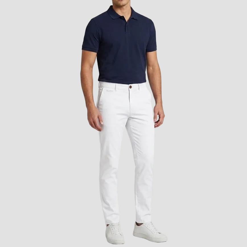 Men’s Slim Fit Chino in White by Daniel Hechter