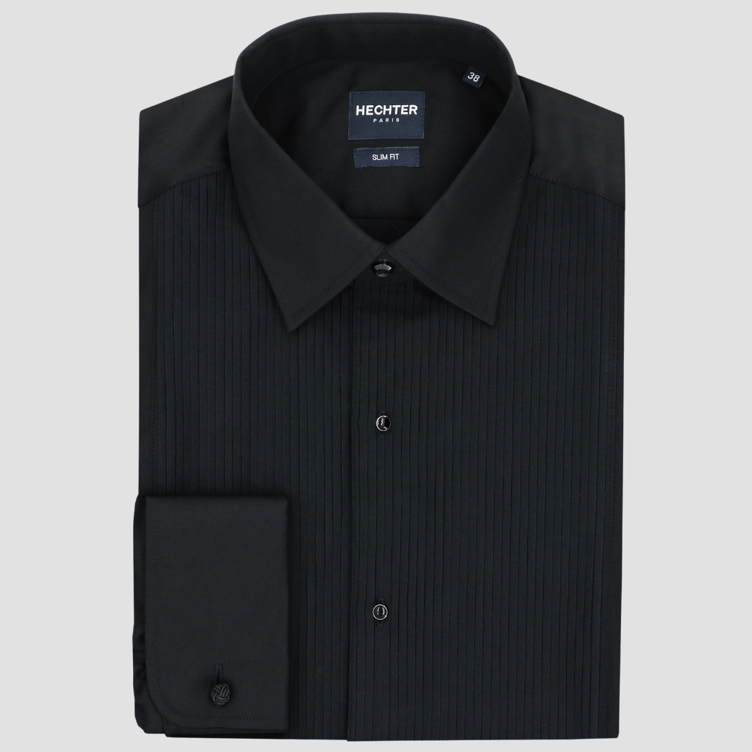 Daniel Hechter Men's Slim Fit Dinner Shirt Frill in Black