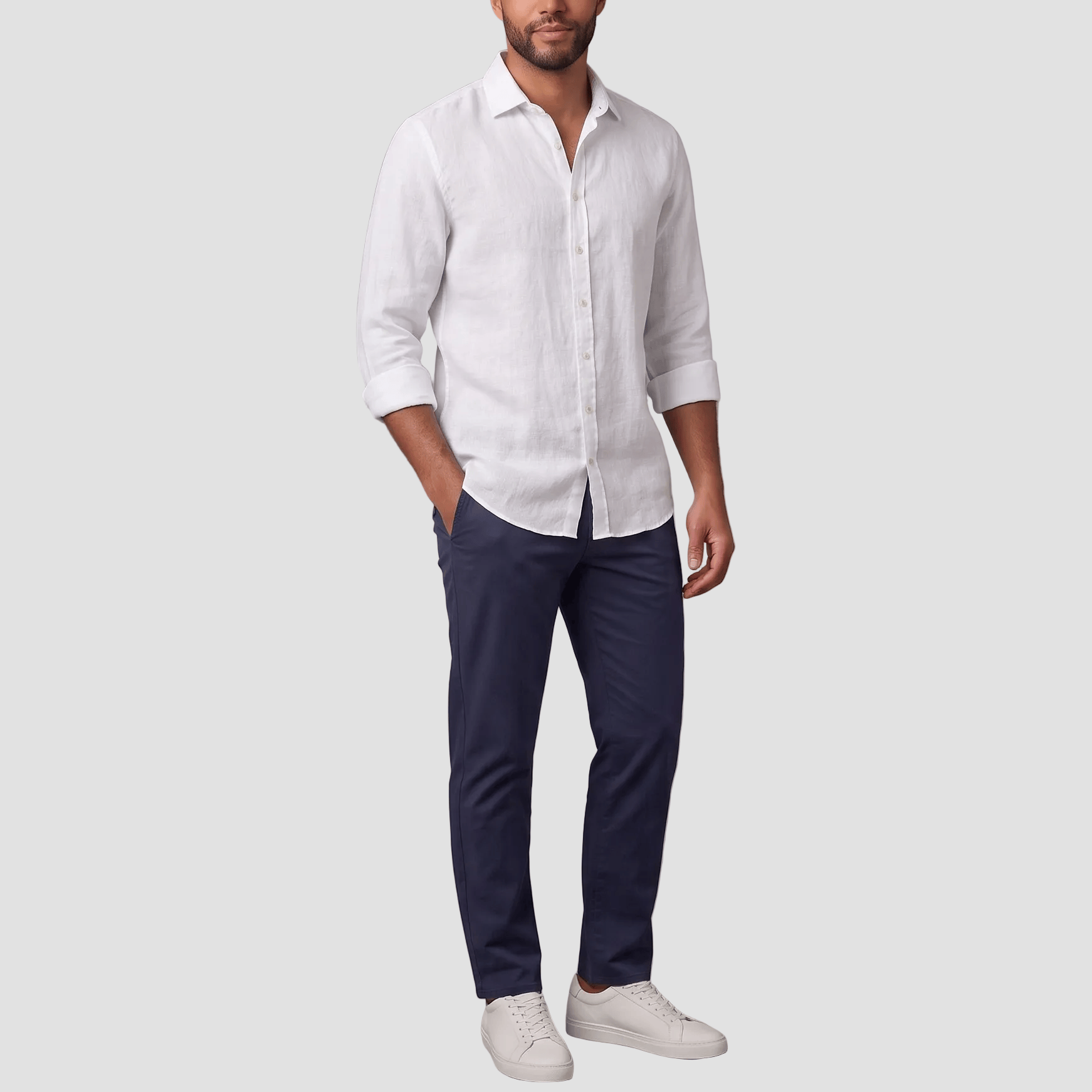 Daniel Hechter Men's Slim Fit Sel Shirt in White