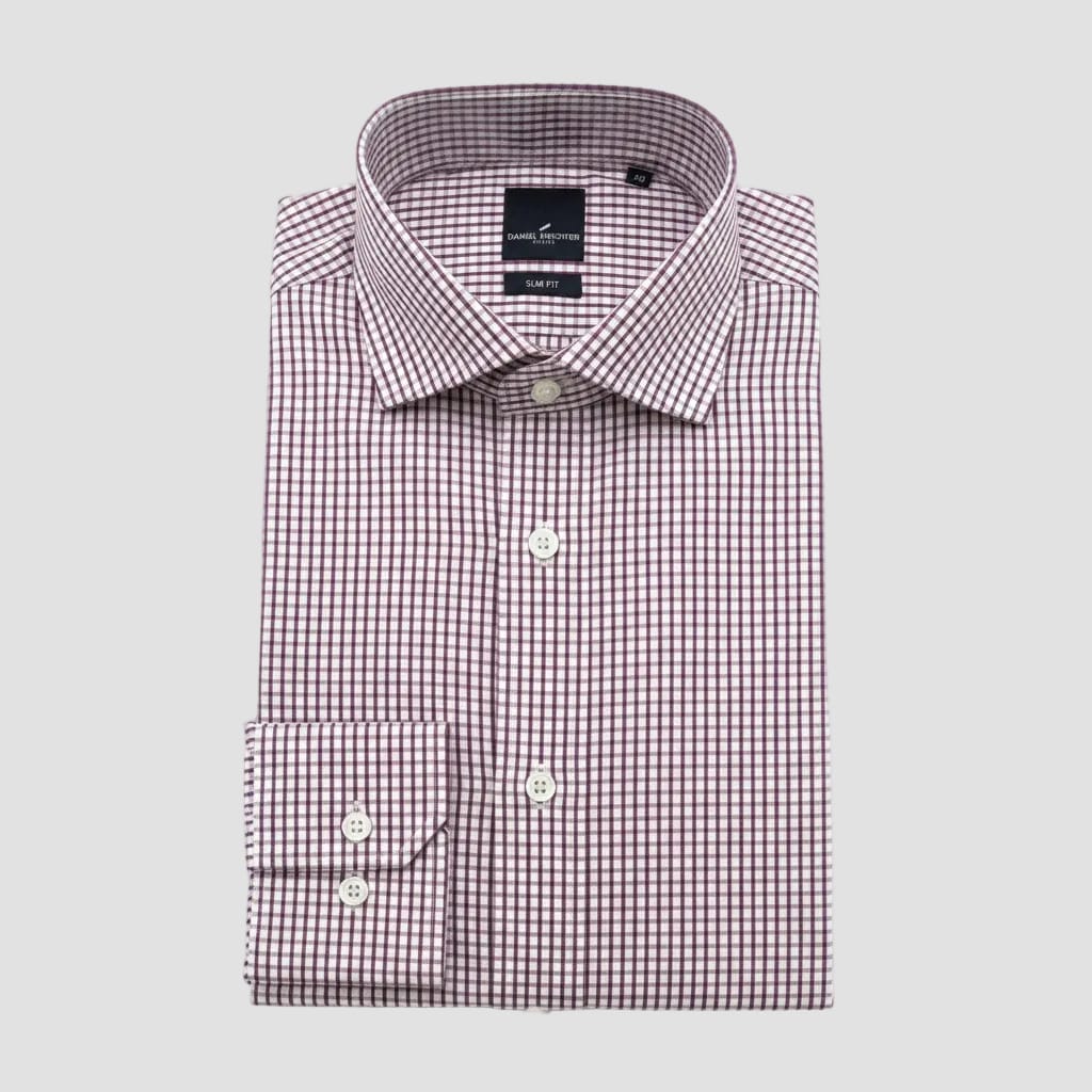 purple small check shirt
