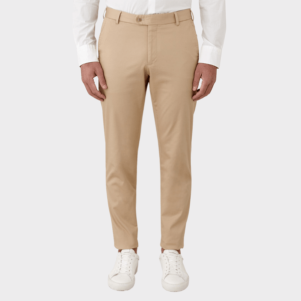 Flinders Mens Tailored Fit Burleigh Chino Pant in Sand