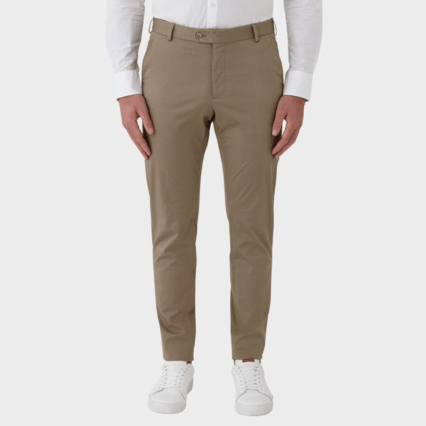 Flinders Mens Tailored Fit Bronte Trouser in Taupe