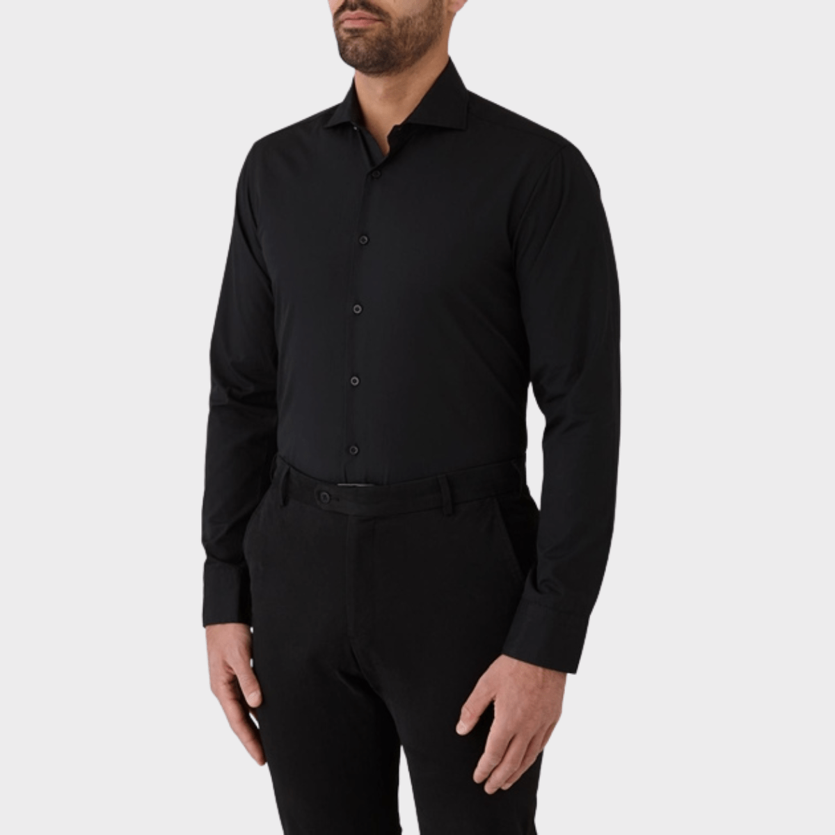 Flinders Mens Tailored Fit Winton Shirt in Black