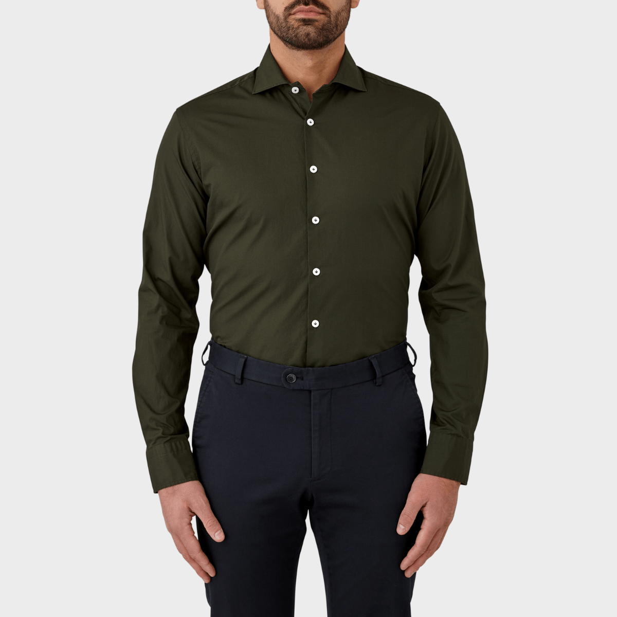 Flinders Mens Tailored Fit Winton Shirt in Khaki
