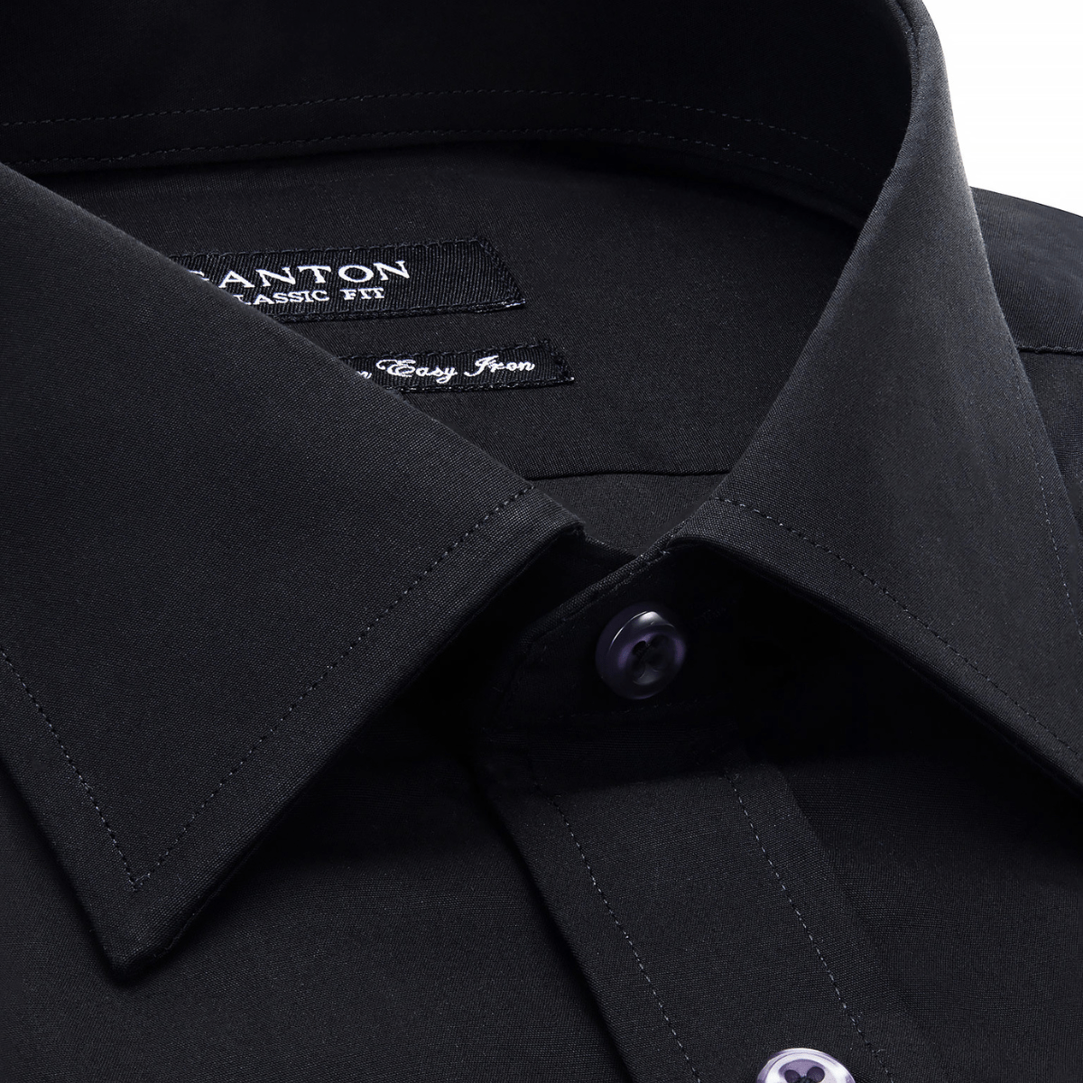 Ganton Classic Fit Aaron Fine Poplin Shirt in Black