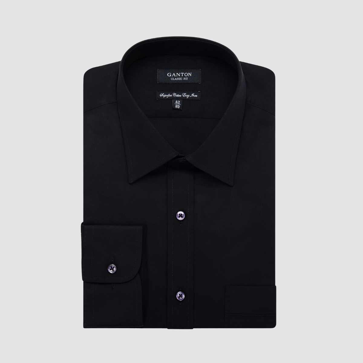 Ganton Classic Fit Aaron Fine Poplin Shirt in Black