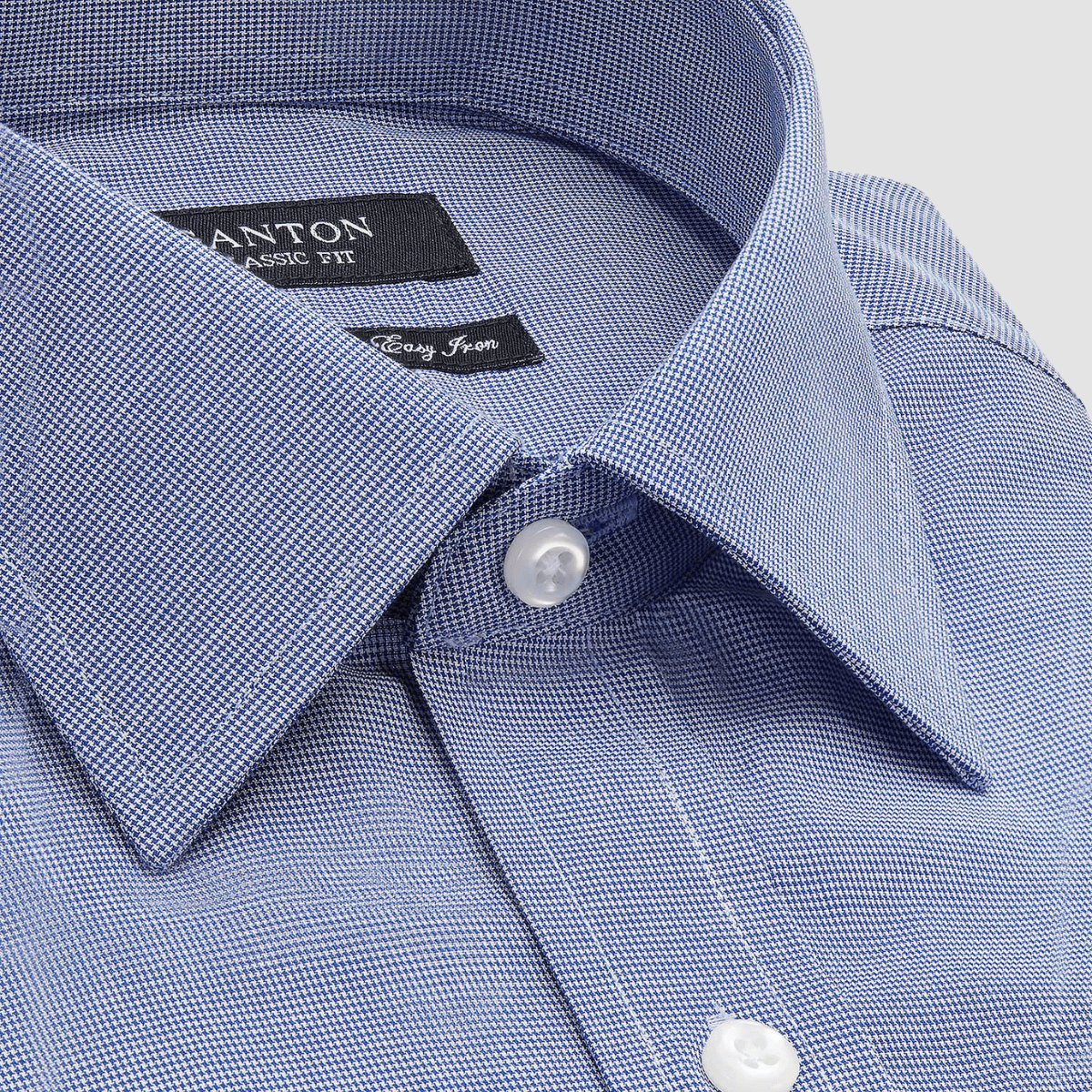 Ganton Classic Fit Emmanuel Mens Shirt in Navy Micro-Check