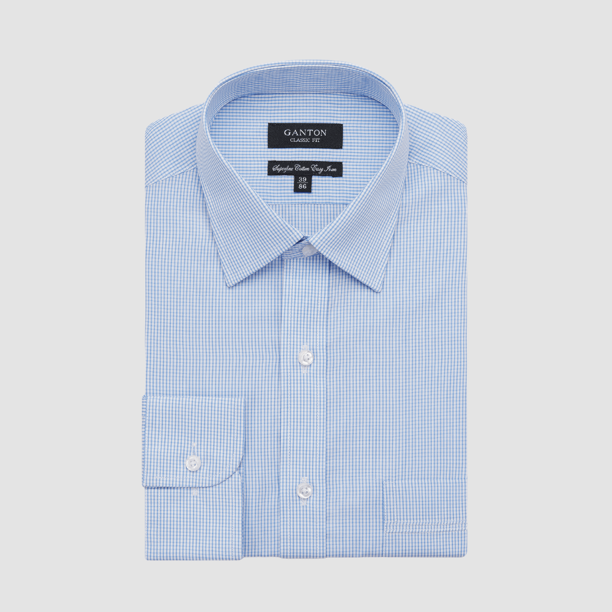 Ganton Classic Fit Ellis Mens Shirt in Sky Check